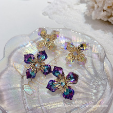 Shangjie OEM Aretes Fashion en gros Bling Bling Boucles d&#39;oreilles Boucles d&#39;oreilles en cristal jaune violet